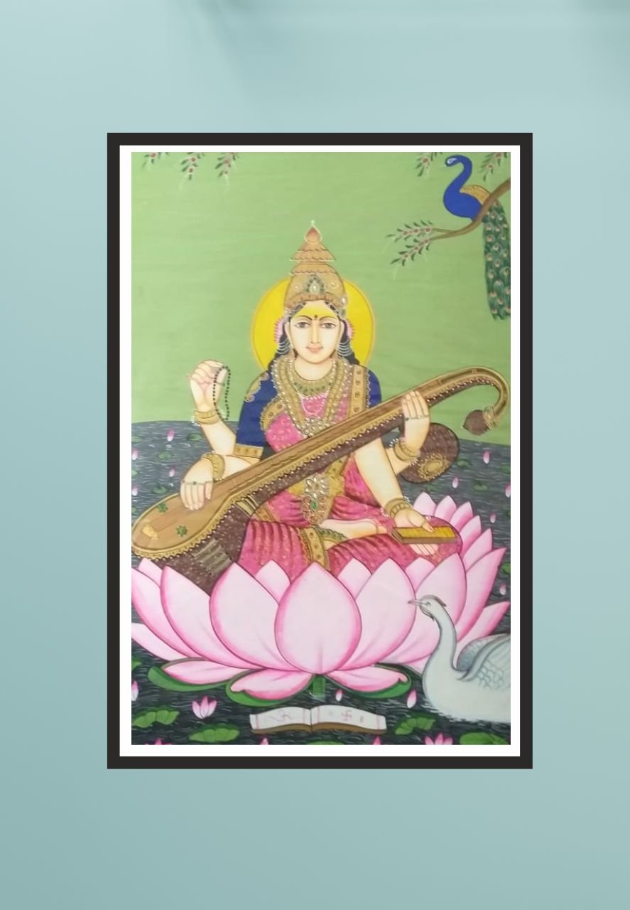 goldenbee Hand-painted GODDESS SARASWATI glass framed painting Watercolor  11 inch x 8 inch Painting Price in India - Buy goldenbee Hand-painted  GODDESS SARASWATI glass framed painting Watercolor 11 inch x 8 inch