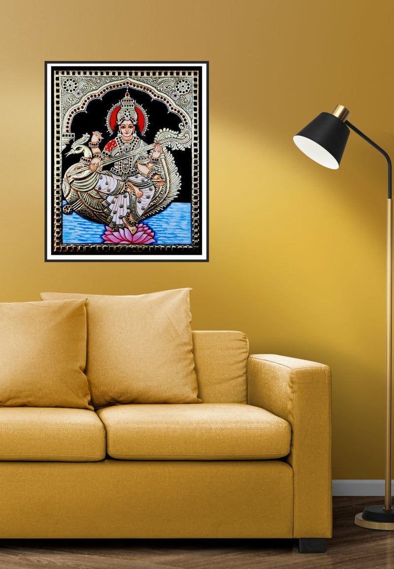 Maa Saraswati Tanjore Painting by Sanjay Tandekar for sale