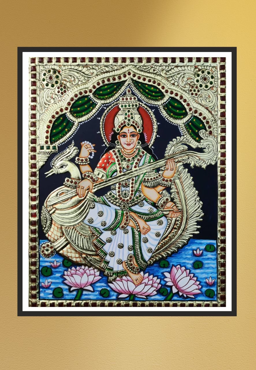 Maa Saraswati Tanjore Painting 