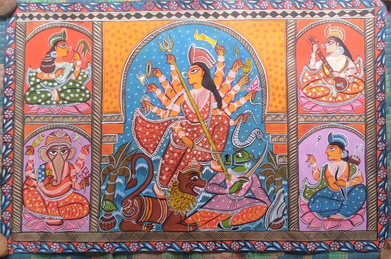 Mahishasur Mardini Handpainted Painting
