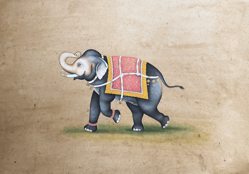 A Royal Elephant in Miniature Painting by Mohan Prajapati