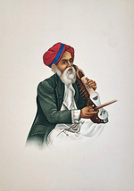 Sarangi Player in Miniature Painting by Mohan Prajapati
