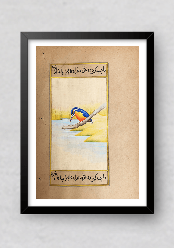 A Brilliant Kingfisher in Miniature Painting by Mohan Prajapati