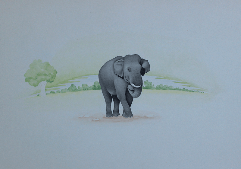 A Majestic Elephant in Miniature style by Mohan Prajapati