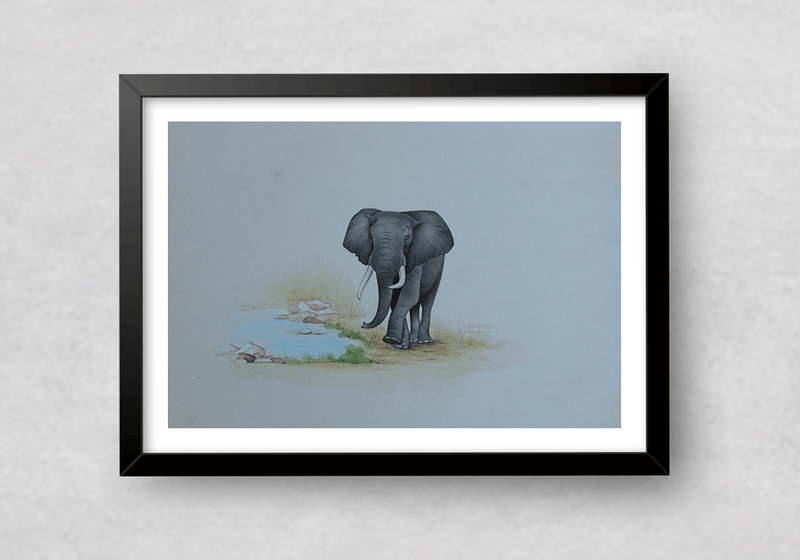 An Elephant in Wild Miniature Painting by Mohan Prajapati