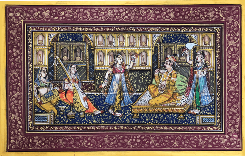 Music in the Court in Miniature Painting by Mohan Prajapati