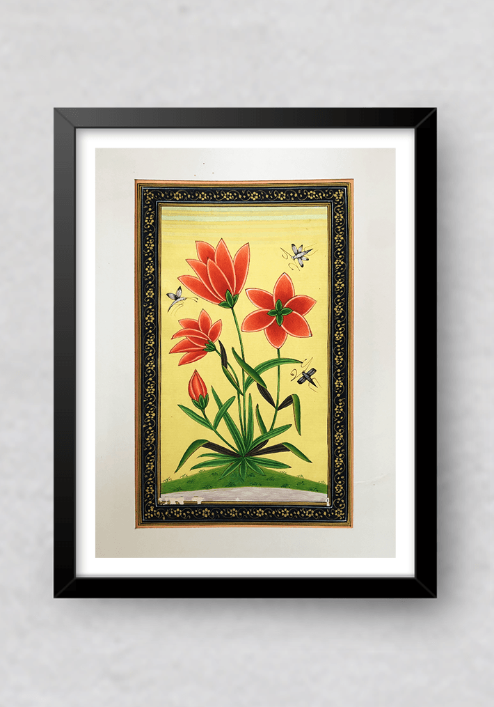 The Mughal Flowers in Miniature Painting by Mohan Prajapati