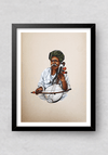 Folk Musician in Miniature Painting by Mohan Prajapati