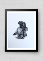 The Monochromatic Musician in Miniature Painting by Mohan Prajapati