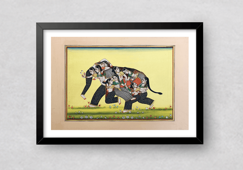 The Nari-Kunjar in Elephant in Miniature Painting by Mohan Prajapati
