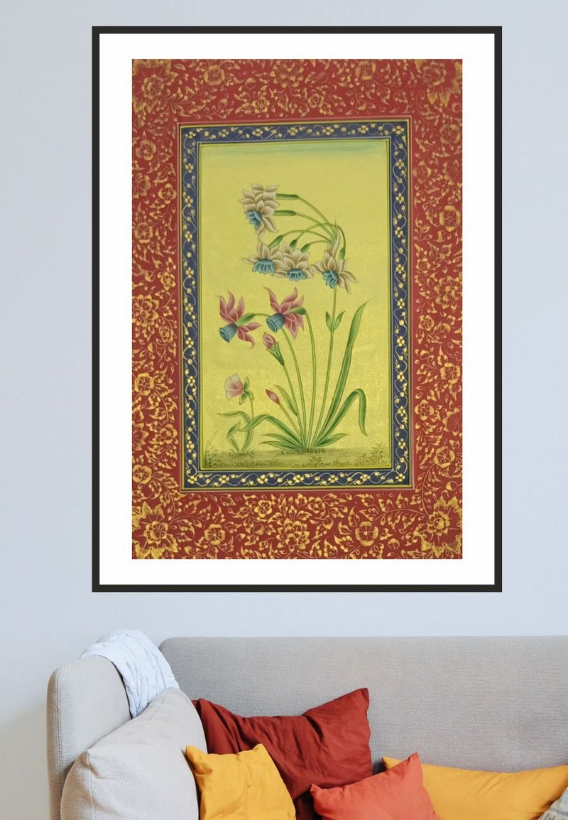 Mughal flowers: Miniature style by Mohan Prajapati-