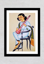 Music Teacher Kalighat Painting by Manoranjan Chitrakar