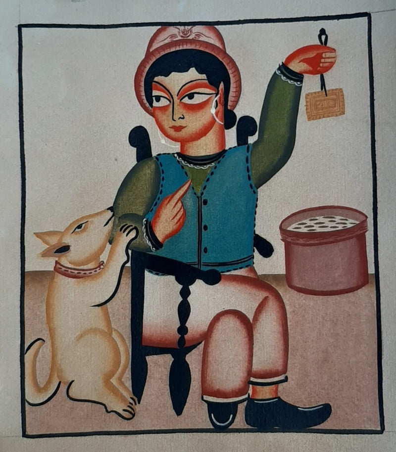 Shop My Dog and I Handpainted Kalighat Artwork