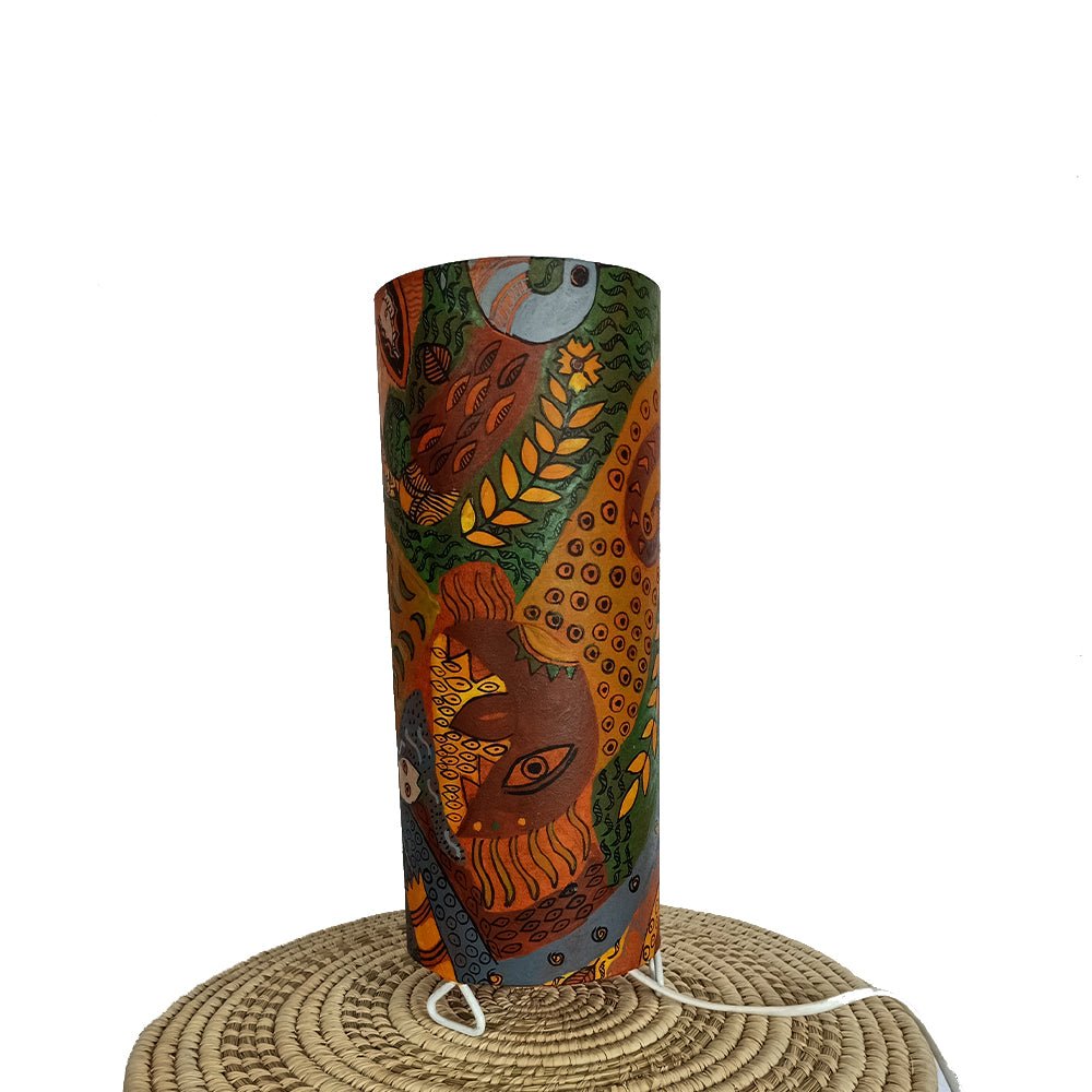 My village, Madhubani handpainted lamp-