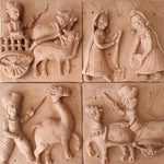 Set of 4 Terracotta Art Tiles 