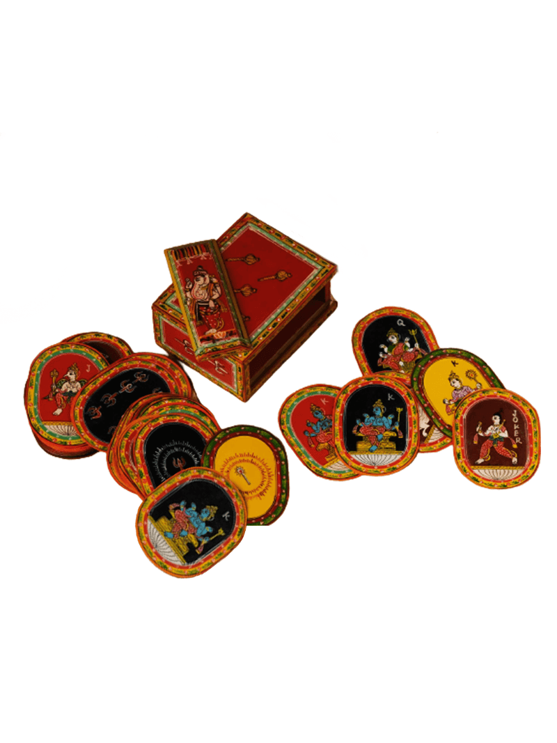 Oval Playing Card, set of 52 handpainted Ganjifa cards