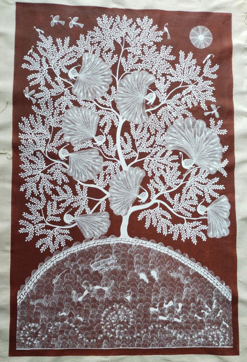 Peacock Warli painting by Dilip Rama Bahotha Paintings by Master Artists
