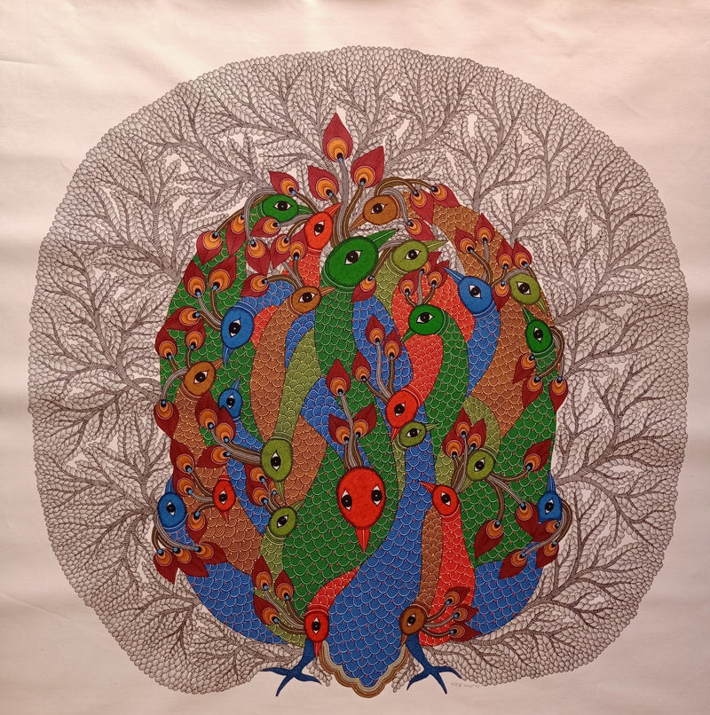 Beautiful Peacocks gond Art