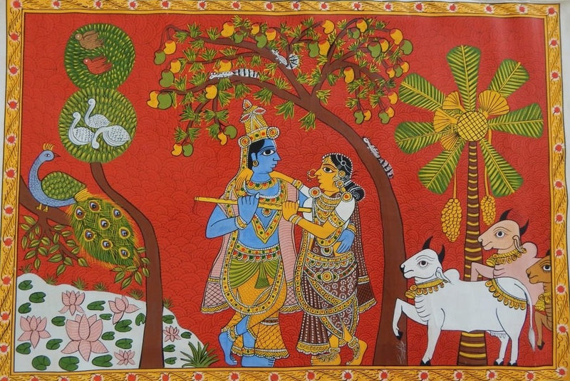 Buy online Radha Krishna : Cheriyal Scroll Painting