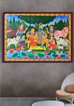 Radha krishna cheriyal scroll painting