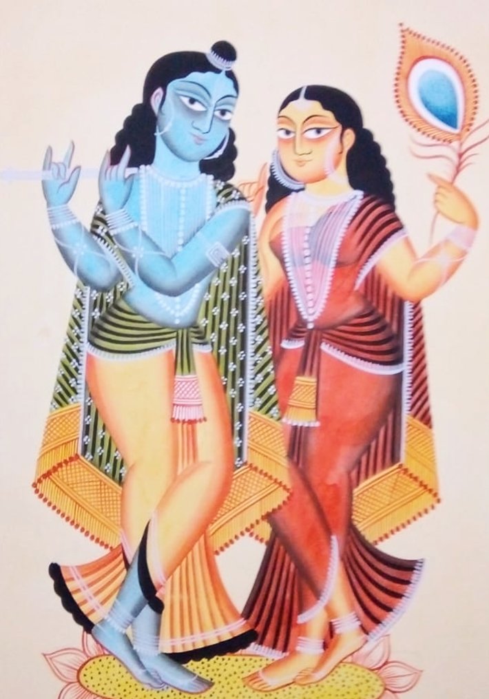 Buy Radha Krishna Kalighat Painting by Manoranjan Chitrakar