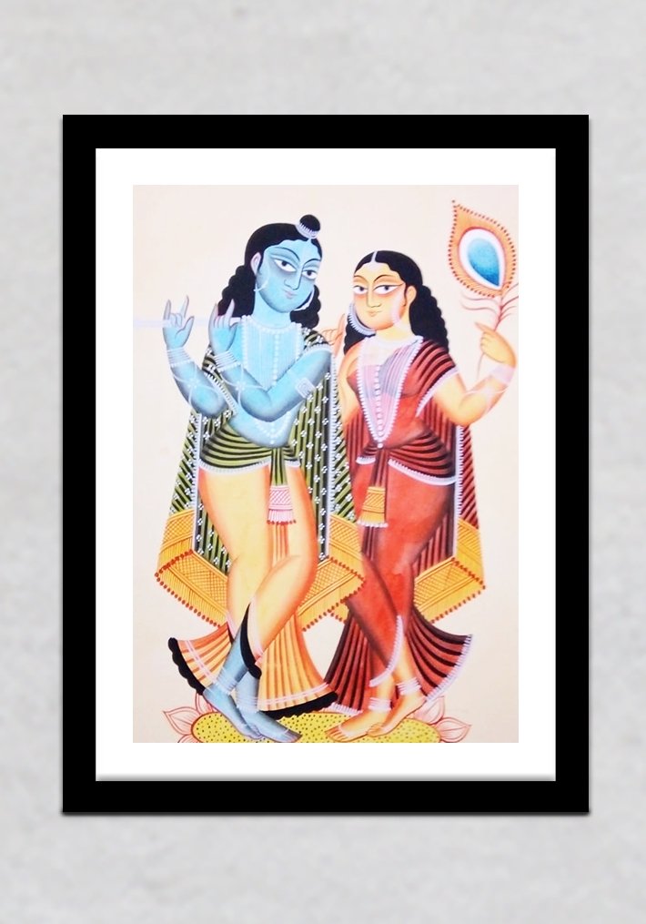 Radha Krishna Kalighat Painting by Manoranjan Chitrakar