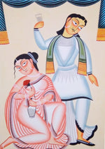 Buy Rajkumar & Rajkumari Kalighat Painting by Manoranjan Chitrakar