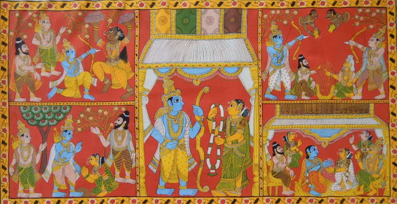 Shop Ramayana cheriyal scroll painting