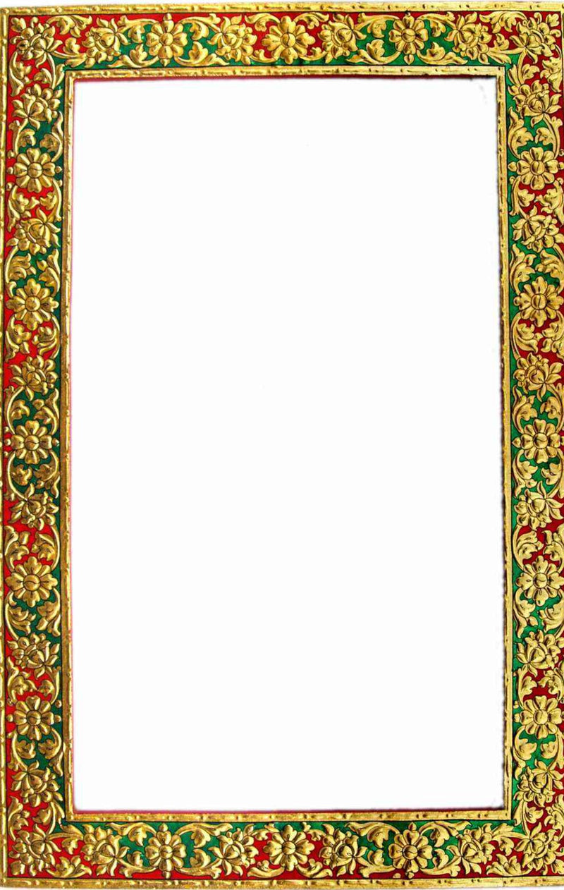 Rectangle Wooden Frame for Wall Mirror : Sunahari Manovati or Gold Embossing Work From USTA KALA by Javed Hassan-