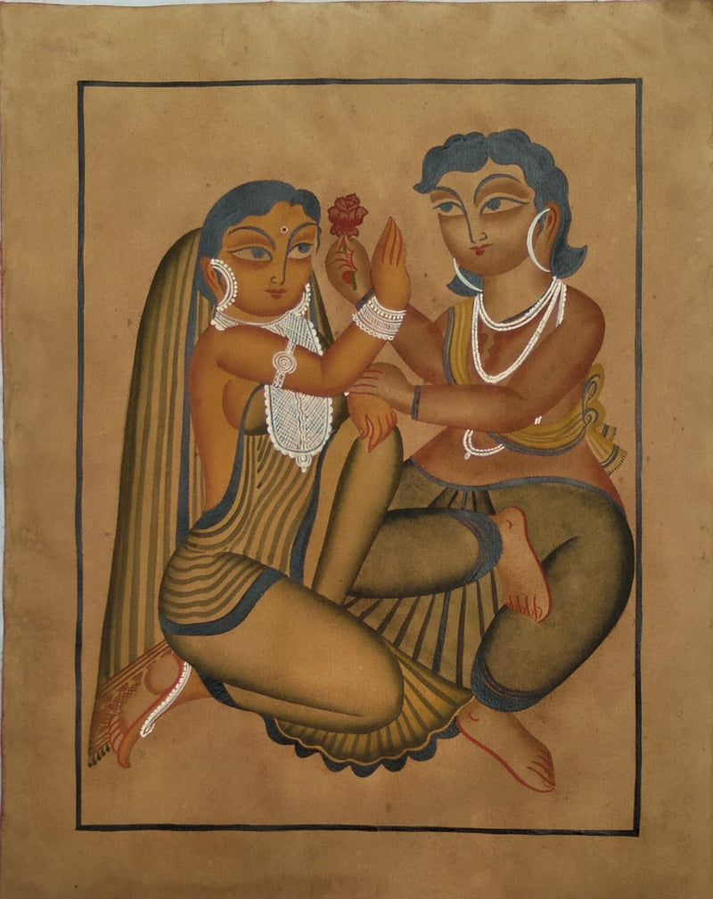 Romancing Each Other Kalighat Painting for Sale