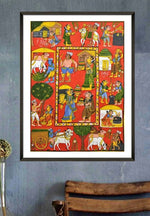 RURAL VILLAGE LIFE CHERIYAL SCROLL PAINTING for sale