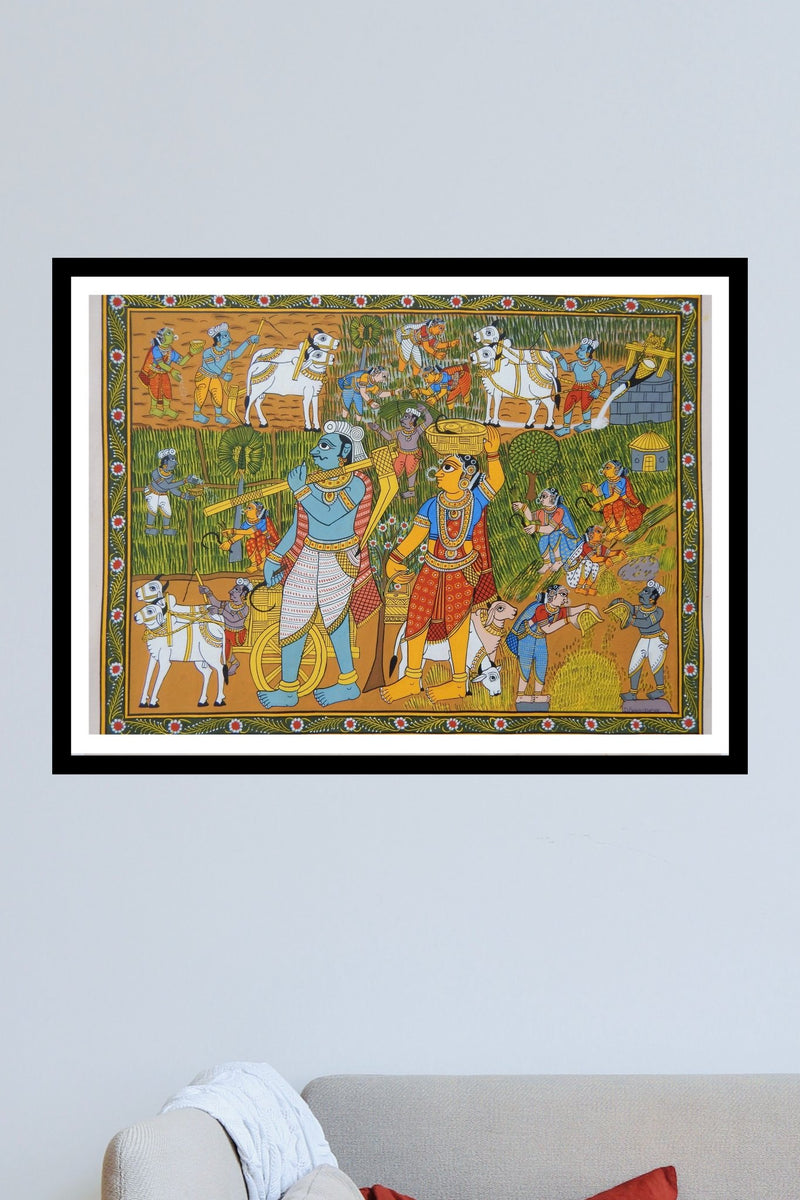 Rural Village Life cheriyal scroll art for sale