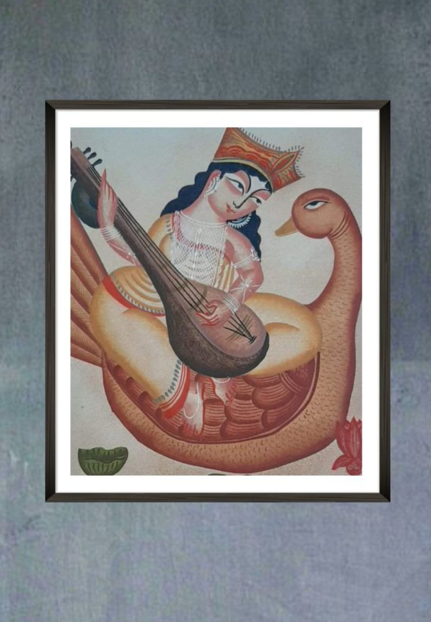 Saraswati, Kalighat Art
