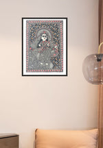 Handpainted Saraswati Madhubani painting For Sale