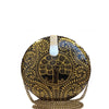 Seeds of Love, gold and black round wood clutch-Women's Wood Clutch