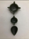 Set of three Green Aventurine Diyas Ekmukhi, DwiMukhi, Chaturmukhi Diya