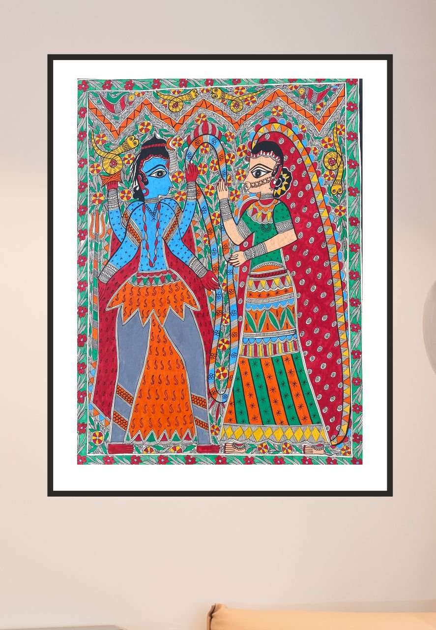 Buy Canvas Wrap Shiva Shakti Shiv Parvati Hand Drawing Shiva Online in  India  Etsy