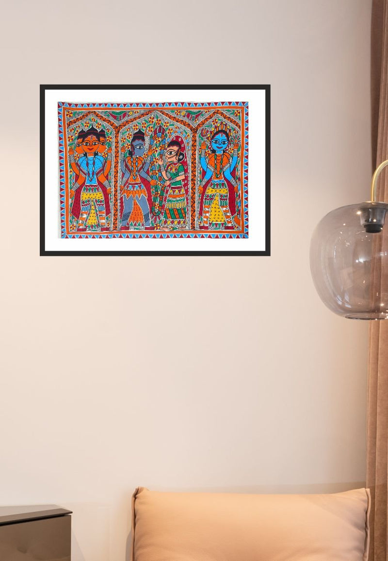 Handpainted Shiva Parvati Madhubani painting Online