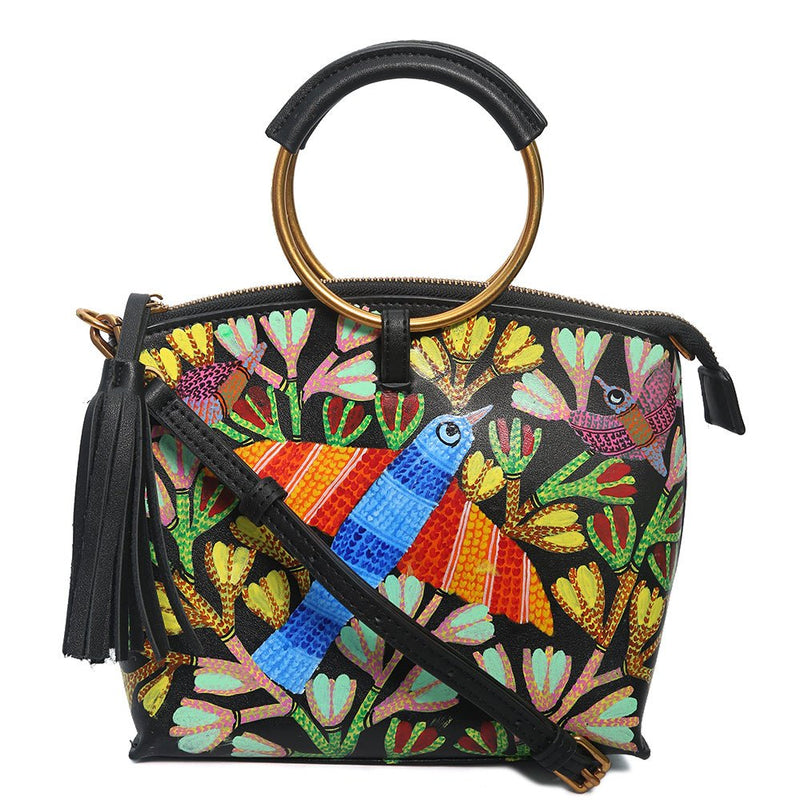 Gond Art black leather bag for sale