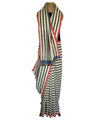 Square buti w/stripe- grey and white Handwoven Cotton Saree-Jiyo - Sarees