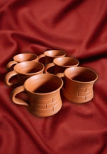 Tea Cups with Tray in Terracotta art by Dolon Kundu-