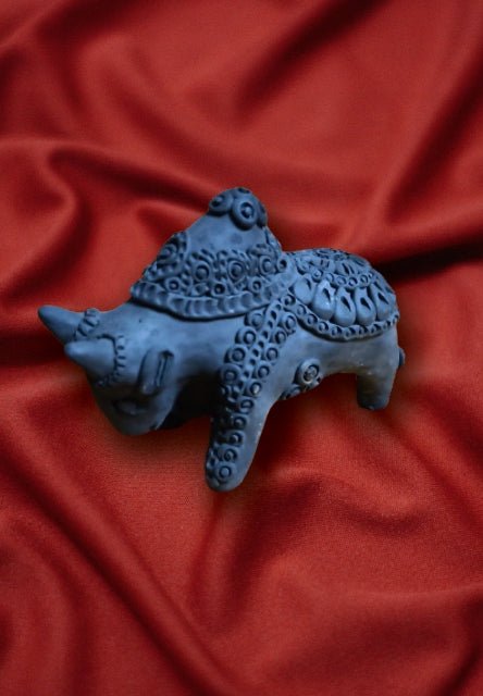 The Black Bull in Terracotta art by Dolon Kundu-