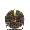 The Butterfly Round Wood Clutch Bag