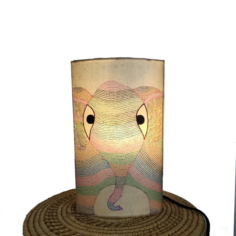 The Elephant Gond handpainted lamp
