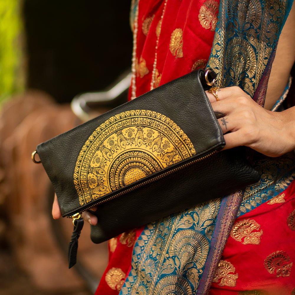 Black Satin Beaded Fold Over Clutch Purse - Ruby Lane