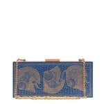 Buy The Fish Blue Wooden Clutch
