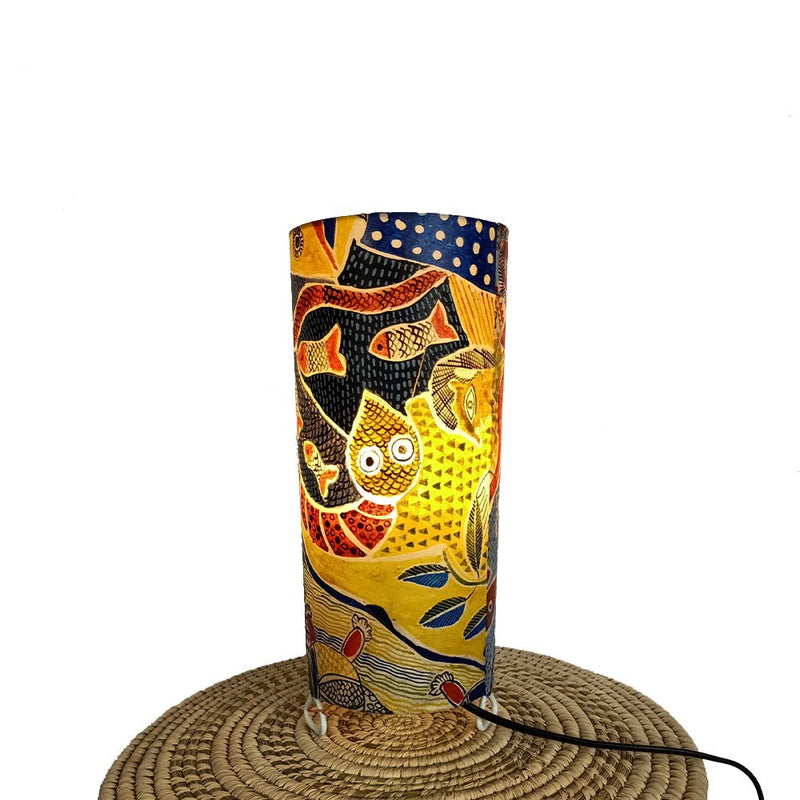 The Fish, Madhubani handpainted lamp-