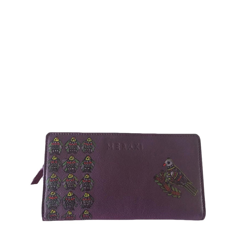 THE FISH WHO LOVED A BIRD (Purple handpainted wallet)-
