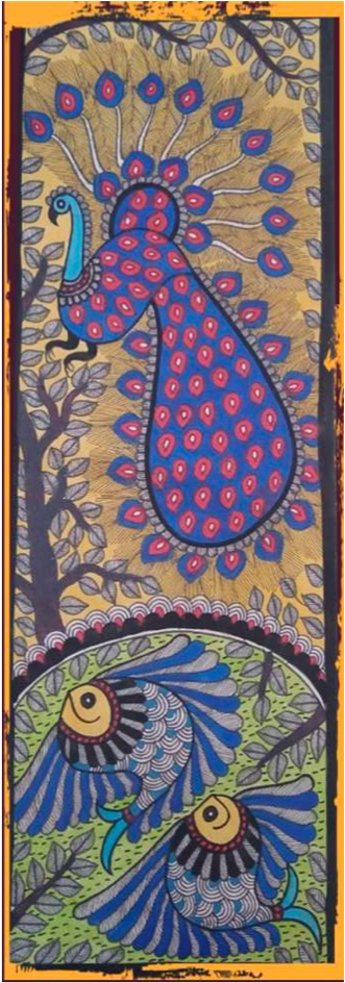 The Peacock and The Fish Madhubani Painting online
