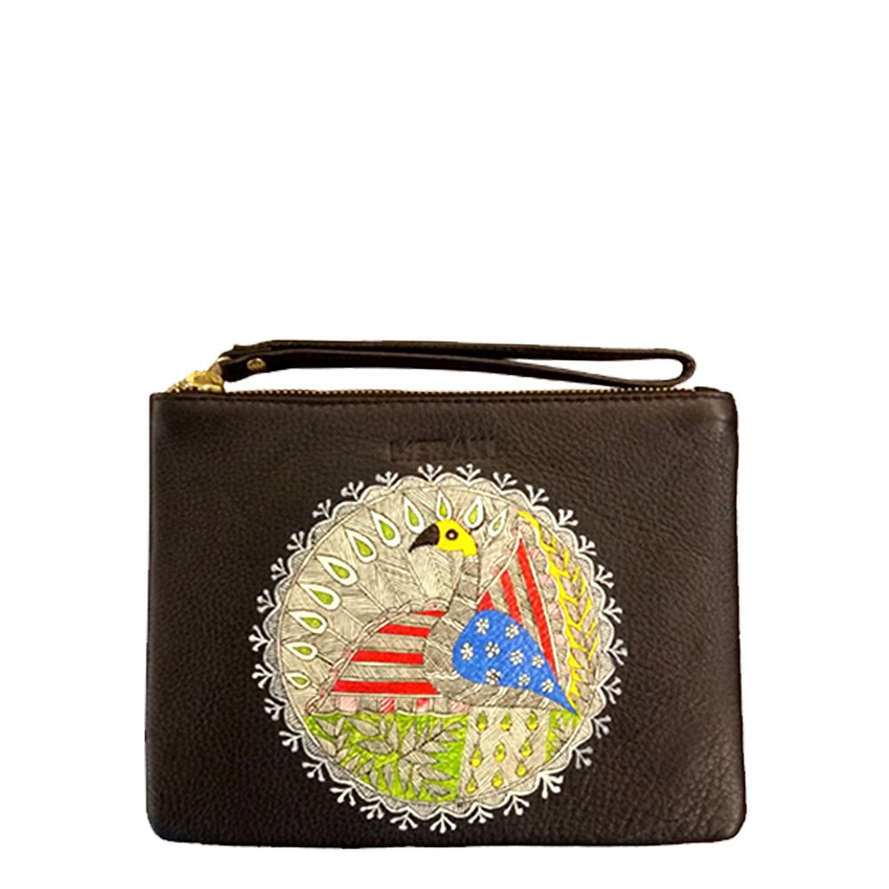 THE PEACOCK, BLACK POUCH-